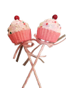 2pk 9.5in(H) x 2.2in(D) Xmas Glitter Candy Cupcake Pick  w/Ribbon.