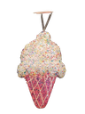 10.25IN X 6.7IN XMAS CANDY SHOP ORNAMENT - DIE-CUT IRIDESCENT ICE CREAM W/SPRINKLES. 