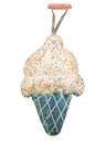 10.25IN X 6.7IN XMAS CANDY SHOP ORNAMENT - DIE-CUT IRIDESCENT ICE CREAM W/SPRINKLES. 