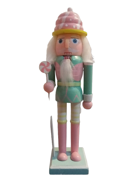 9IN XMAS WOODEN CANDY SHOP NUTCRACKER.