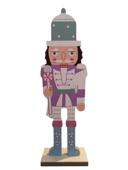 11-5/8IN X 3-5/8IN XMAS WOODEN CANDY NUTCRACKER TABLETOP DECORATION.