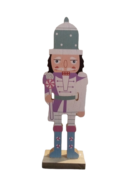8IN X 2-7/8IN XMAS WOODEN CANDY NUTCRACKER TABLETOP DECORATION