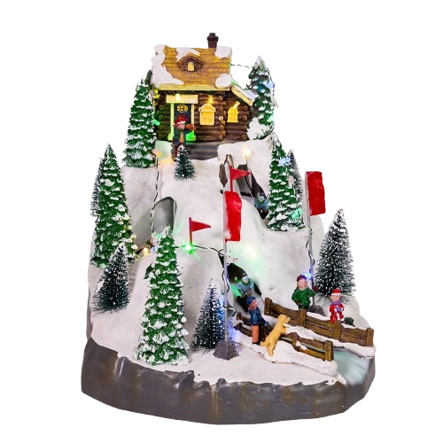 16"XMAS LED SKIING VILLAGE W/M