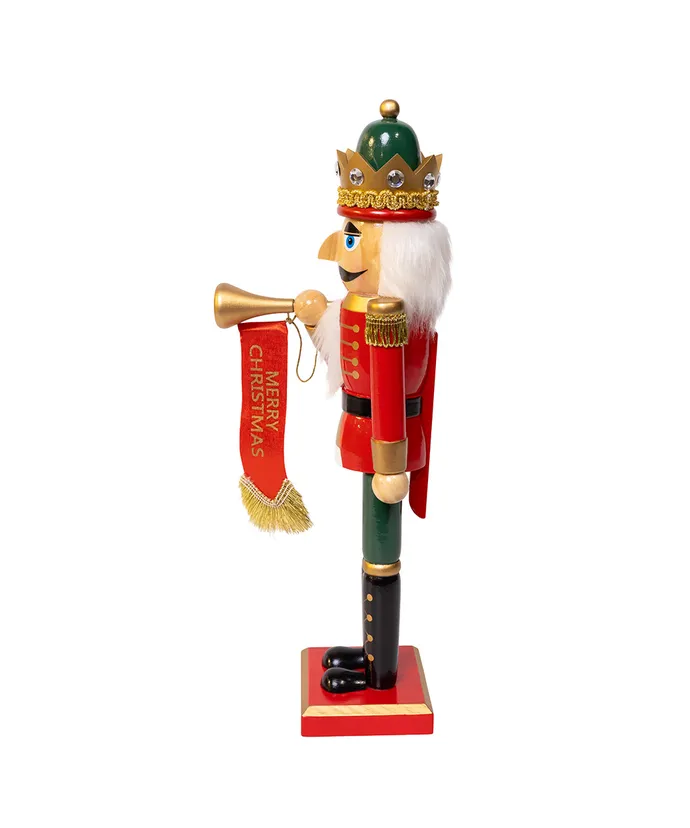 15" RED & GREEN WITH HORN NUTCRACKER