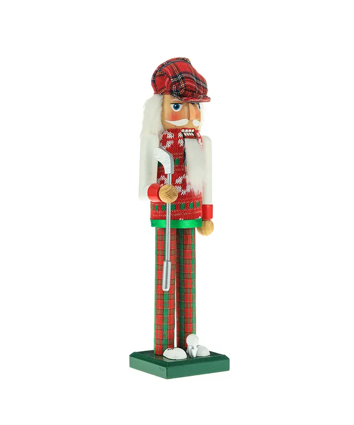 15" Red and Green Golfer Nutcracker