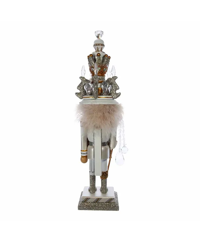 WHITE AND GOLD KING NUTCRACKER