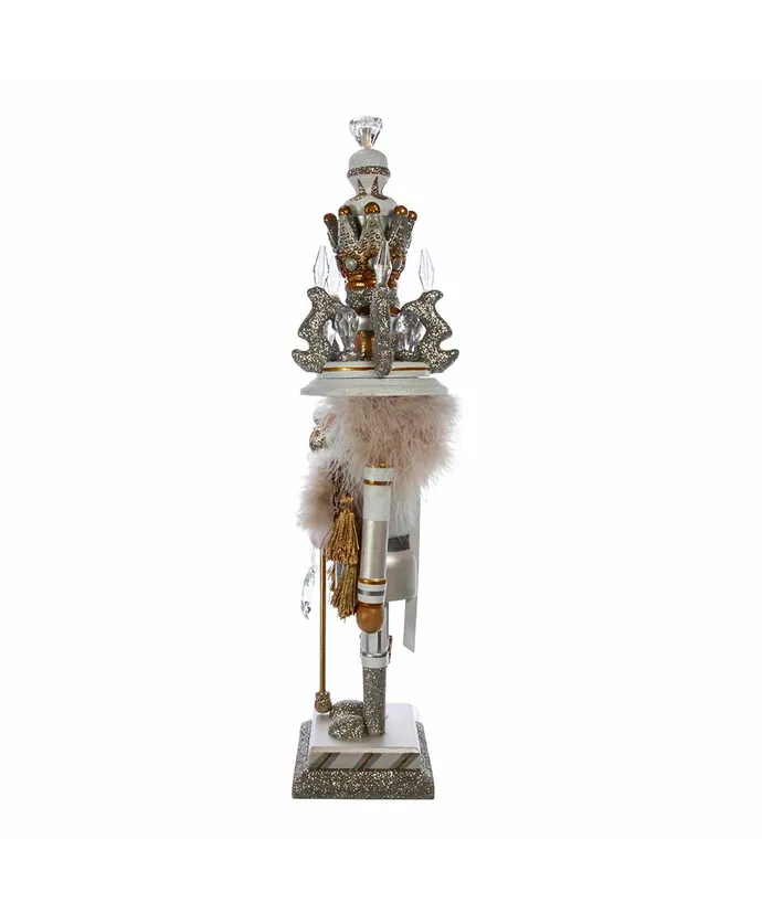WHITE AND GOLD KING NUTCRACKER