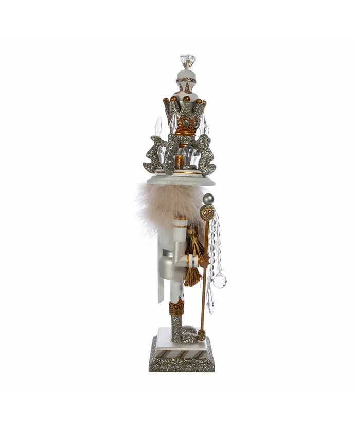 WHITE AND GOLD KING NUTCRACKER