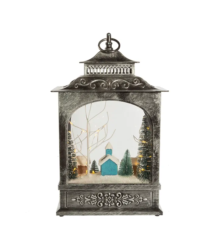 15" BATTERY OPERATED LED MUSICAL CHRISTMAS VILLAGE LANTERN 