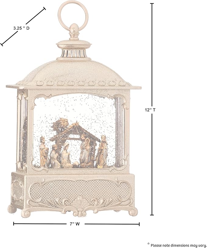 12" LED/BTY/TMR NATIVITY SQAURE LANT GLOB USB