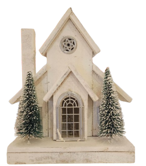 14.4"H B/O LIGHTED WOOD HOLIDAY HOUSE / INDIVIDUAL 