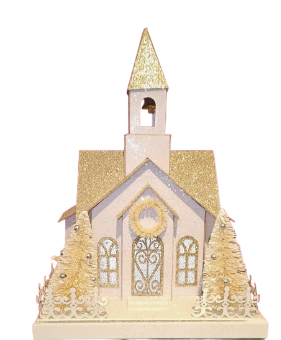 11" LED/BTY TMR CRDBRD VINTAGE SNOWY HOUSE