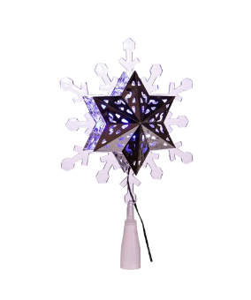 9"ROTATING BLUE & WHITE LED SNOWFLAKE TREETOP 
