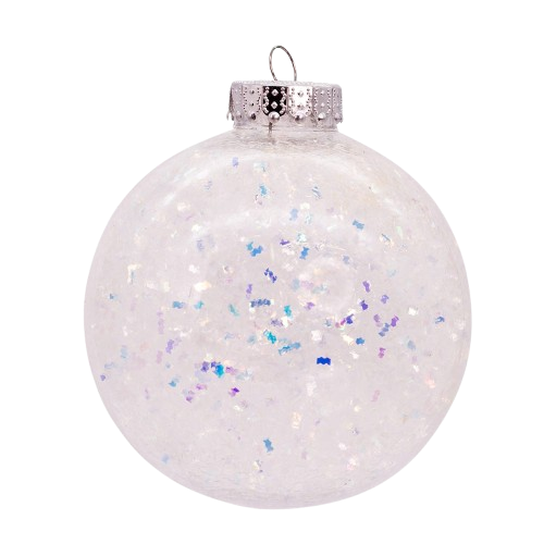 100MM SHATTERPROOF IRIDESCENT GLITTERED BALL Ornaments, 6-Piece Box