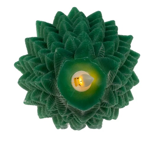 9´´BO LED FLCKR FLAME GREEN TREE CANDL
