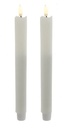 9.7" BATTERY OPERATED LED FLICKER FLAME RIDGED TAPER CANDLES 2-PIECE SET 