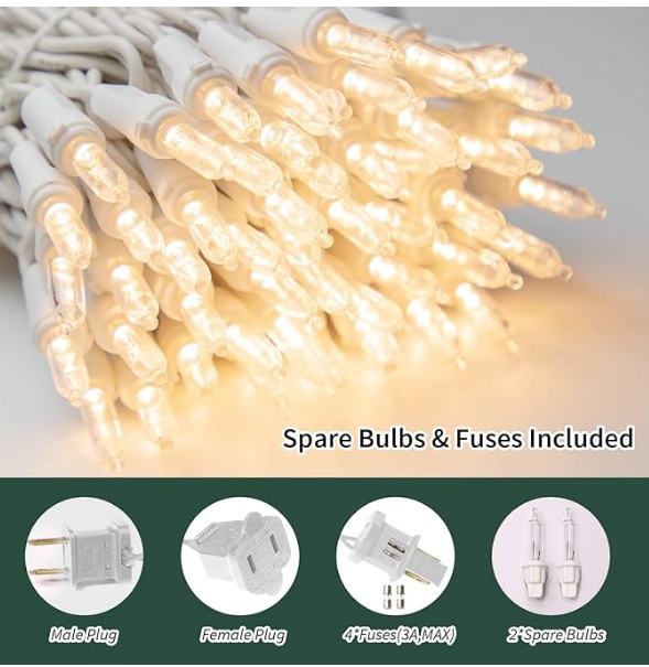 100 WARM WHITE MINI LED LIGNTS  (WHITE WIRE)