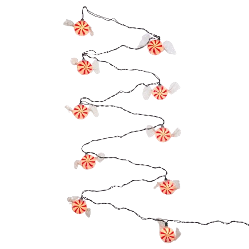 10/L RED PEPPERMINT CANDY LIGH SET 