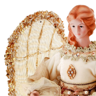 16"FABRIC RESIN EMBROIDED ANGEL W/SHEER WINGS