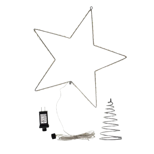 17.5"SILVER LIGHTED TREETOP LED LIGHS WRAP ON STAR