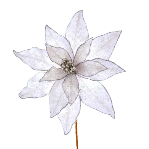 ICED WHITE POINSETTIA PICK