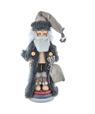 WHITE AND GREY SANTA NUTCRACKER