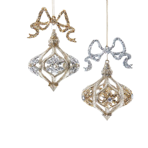 GOLD AND SILVER ONION SHAPED ORNAMENTS