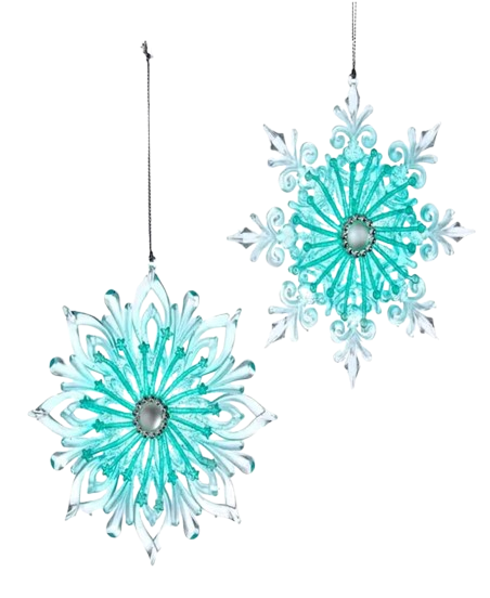 PLASTIC TURQUOISE SNOWFLAKE ORNAMENT