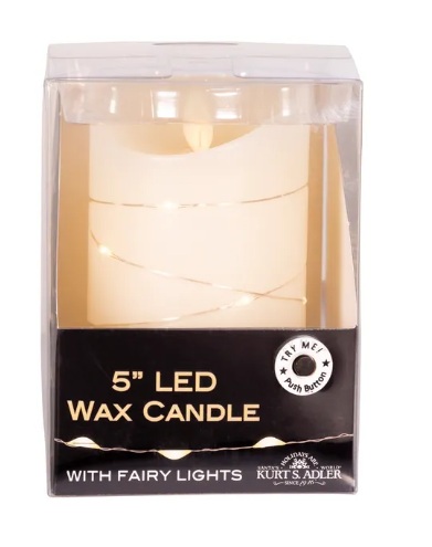 5"  BATTERY LED WHITE CANDLE  WITH FAIRY