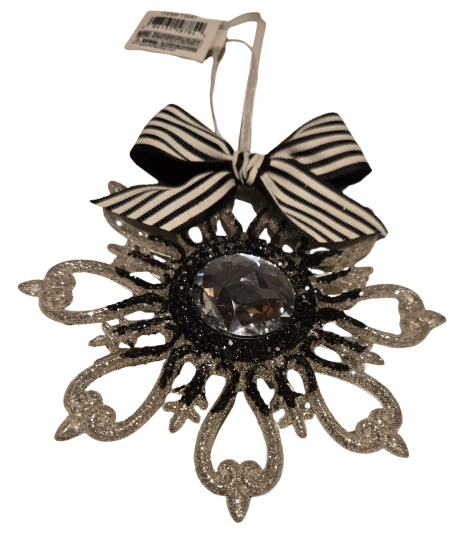 BLACK AND WHITE GOLD SNOWFLAKE ORNAMENT
