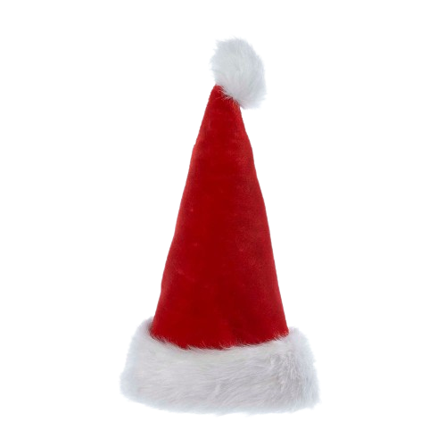 PLUSH SANTA HAT W/FUR CUFF & POM