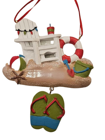 RESIN BEACH CHAIR W/SANDALS ORNAMENT