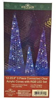 CLEAR ACRYLIC CONES WITH LED LIGHTS SET 3 PIECE