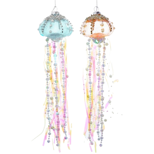 GLASS JELLYFISH CHRISTMAS ORNAMENT