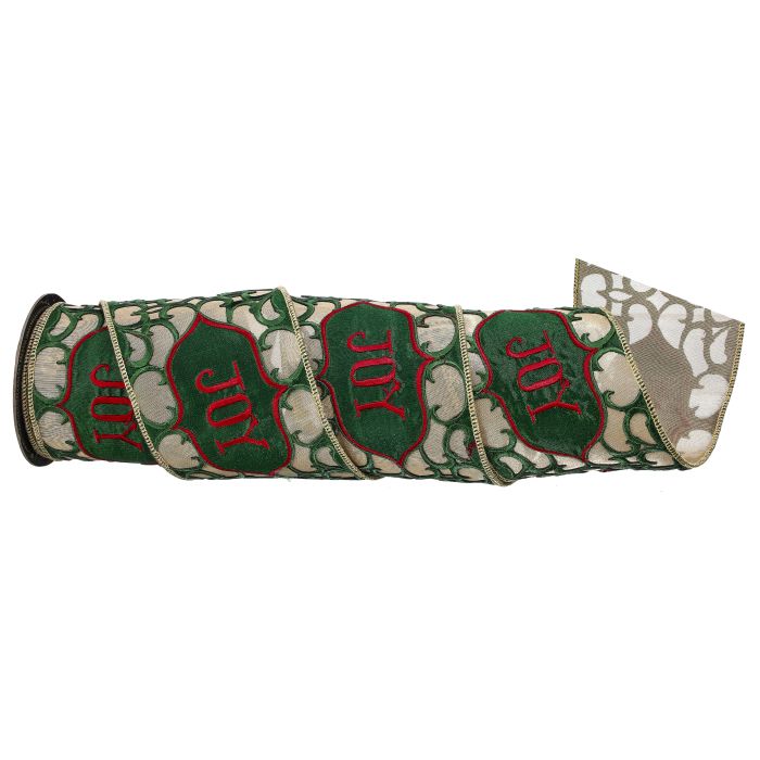4'X5Y DUPION CENTER MEDAILLION "JOY"RIBBON