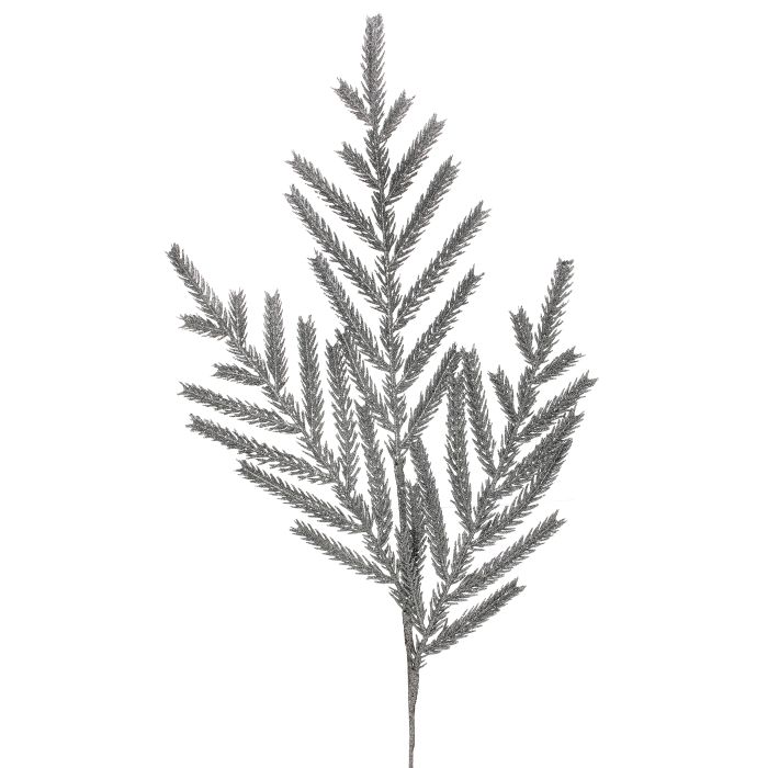 22" GLITTERED PINE SPRAY - SILVER