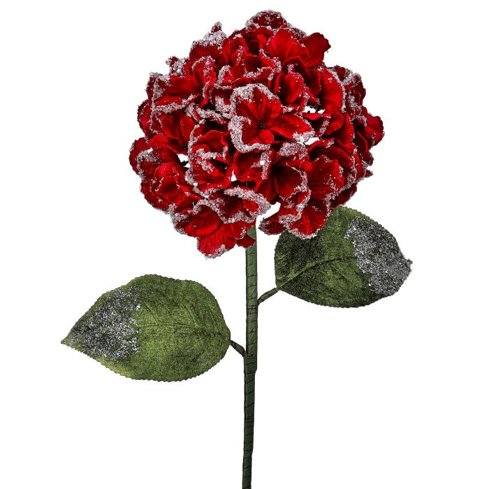 26"SNOW EDGED VELVET HYDRAGNEA STEM - RED
