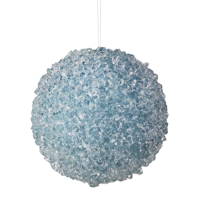 4" GLITTERED ICED BALL ORNAMENT