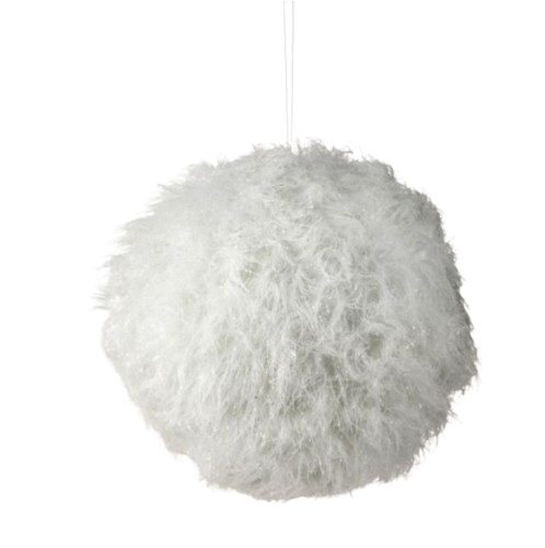 8" GLITTER SNOW FAUX FUR BALL