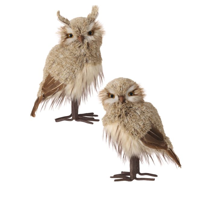 12.5" WINTER CHALET FEATHER OWL INDIVIDUAL