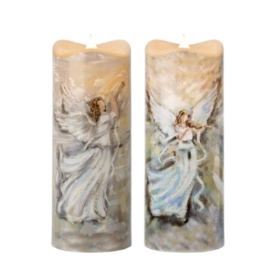 8" LED/BTY/TMR ANGEL ON CANDLE INDIVIDUAL