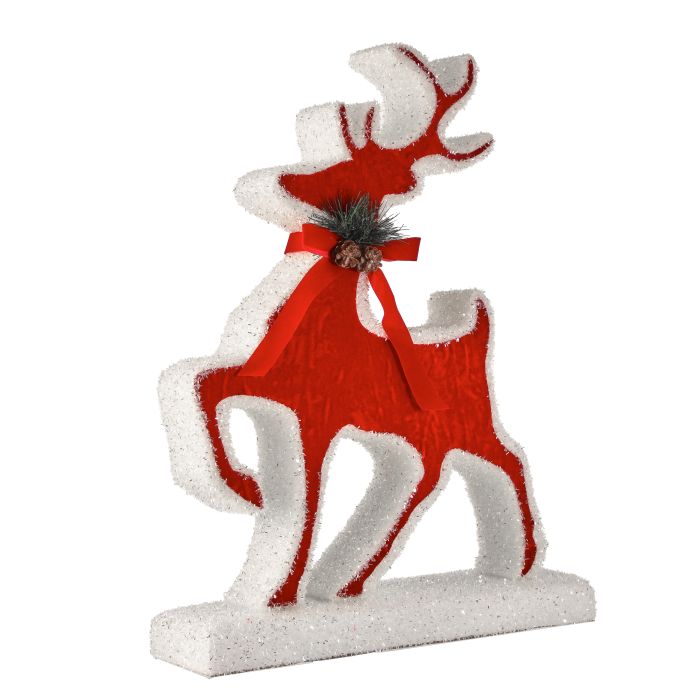 21" TINSEL GLITTER FOAM/VELVET STANDING DEER