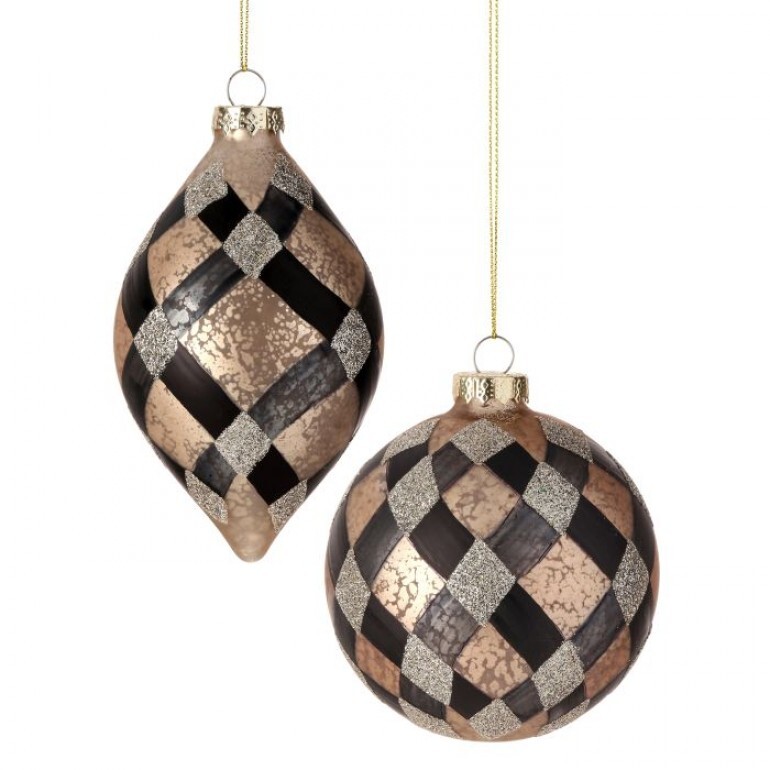 4-5.5"GLS CHECK PRINT BALL/FNL ORNAMENT INDIVIDUAL