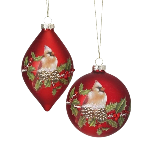 4-5.5" GLS CRDL/HOLLY BALL/FNL ORNAMENT INDIVIDUAL