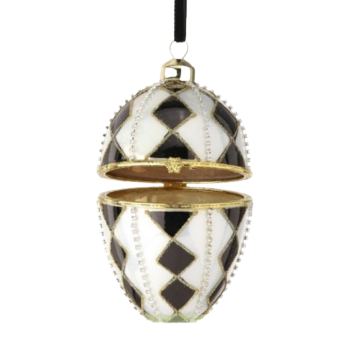 5" GLASS FABERGE' HINGE EGG ORNAMENT