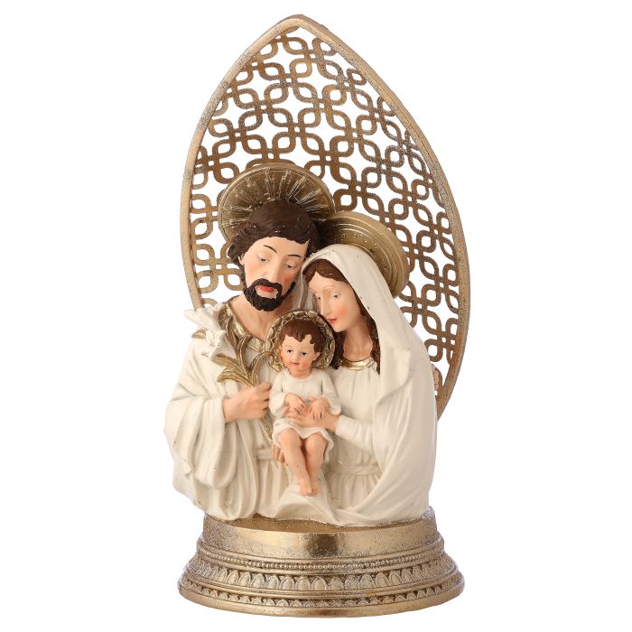 12" RESIN HOLY FAMILY W/METAL GATE