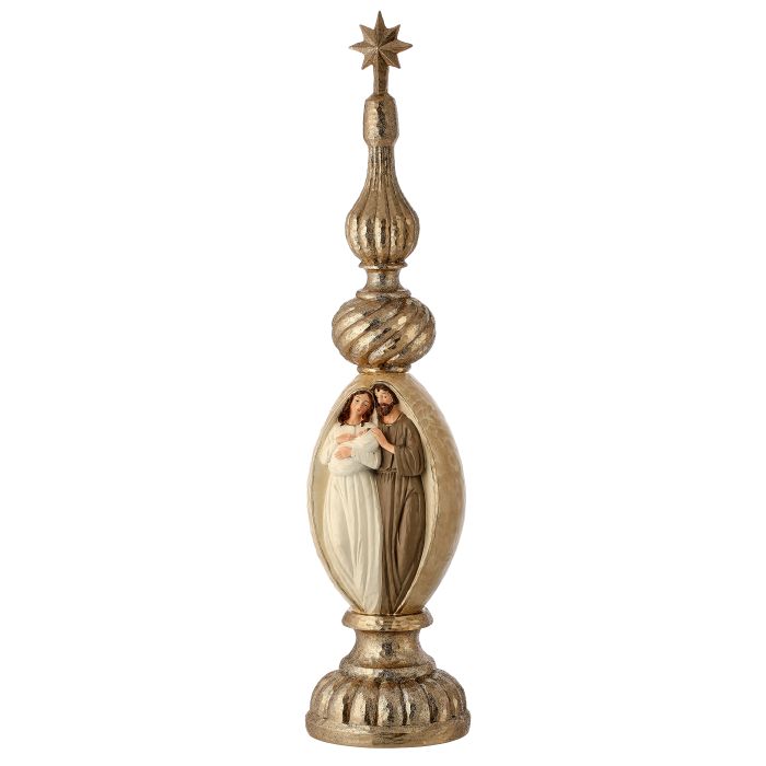 22" RESIN HOLY FAMILY IN PEDESTAL FINIAL