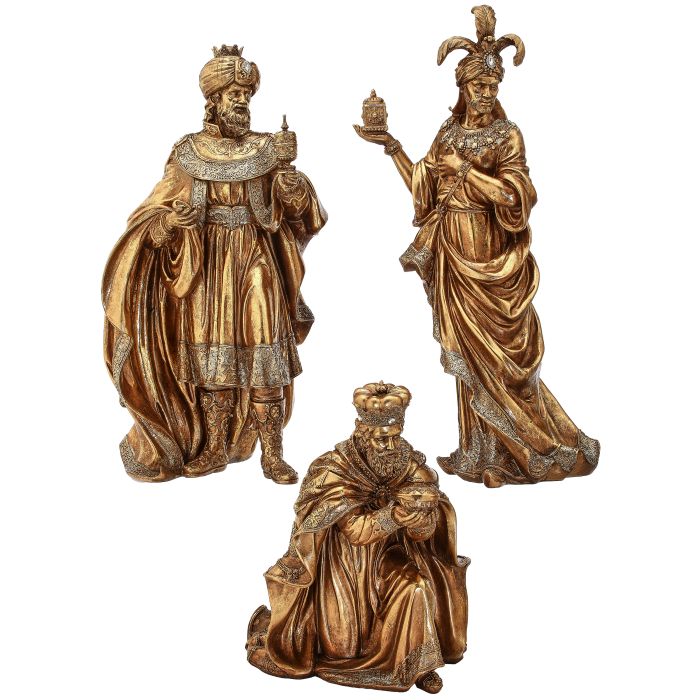 12.5-20" RESIN GILDED JEWEL THREE KINGS SET/3