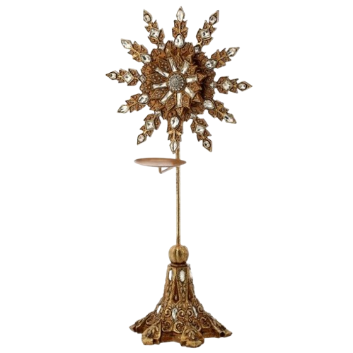 19.5" RESIN W/MTL JEWELED CANDLE HOLDER