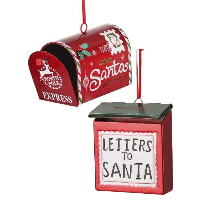 5" METAL SANTA MAILBOX ORNAMENT INDIVIDUAL